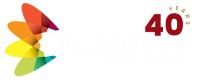 OnLocation 40th Anniversary logo, white text
